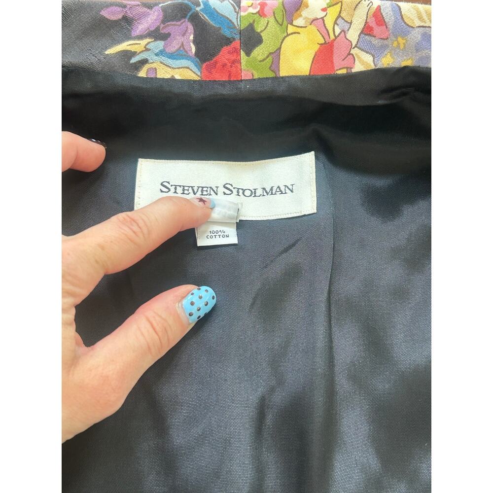 Vintage 90s Steven Stolman Italian Floral Novelty Maximalist Jacquard Blazer 4 S - Picture 5 of 5